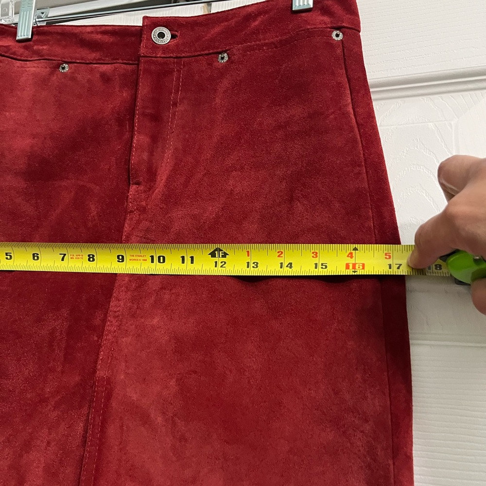 GAP Vintage‎ Y2K Red Suede Pencil Skirt Sz. M - Picture 4 of 11